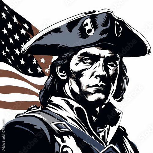 Liberty's Vanguard: A Patriotic Illustration of an American Revolutionary Soldier