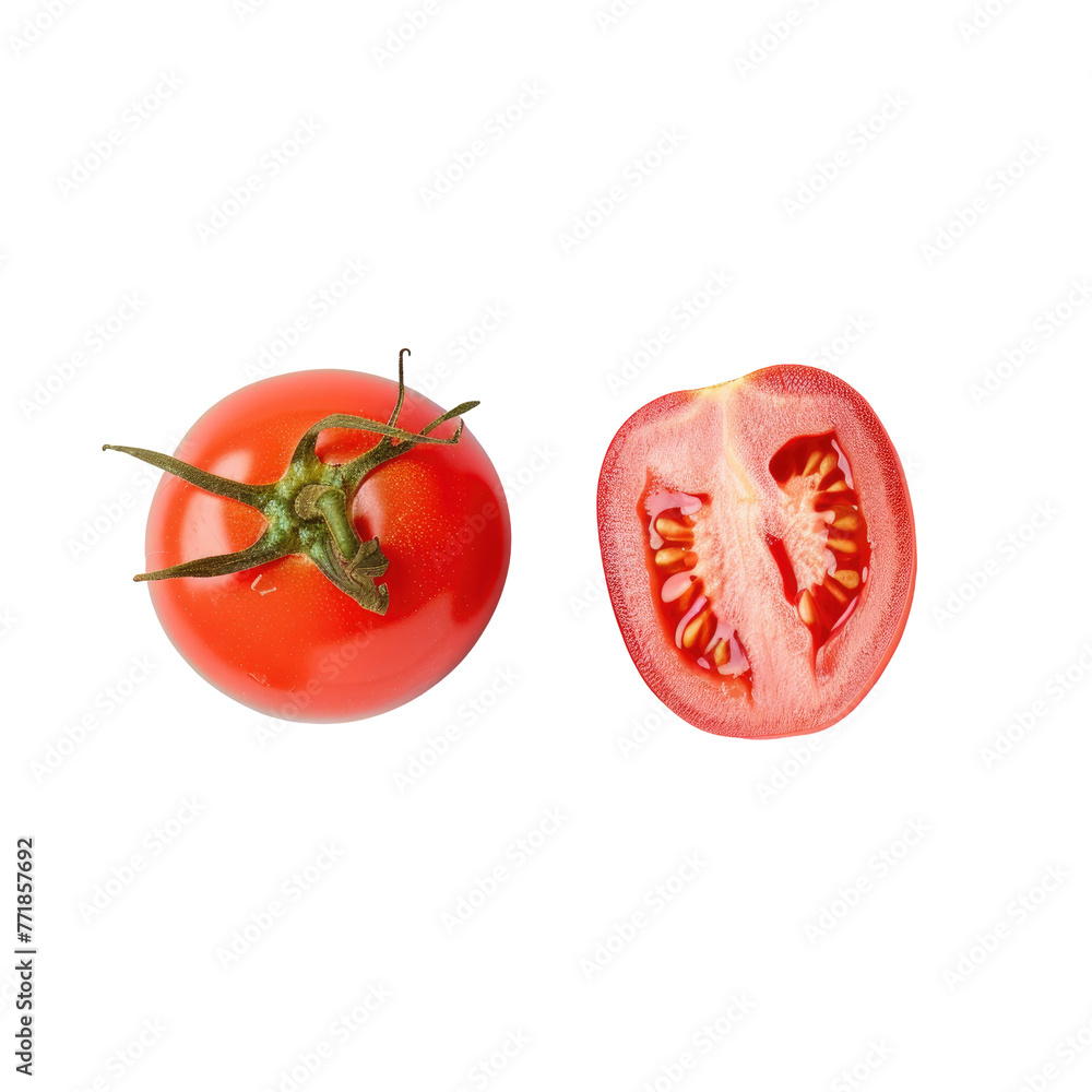 Food whole half plum tomato on transparent background, ingredients for a dish Food whole half plum tomato on transparent background, ingredients for a dish