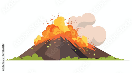 Erupting volcano with landscape scene natural disas