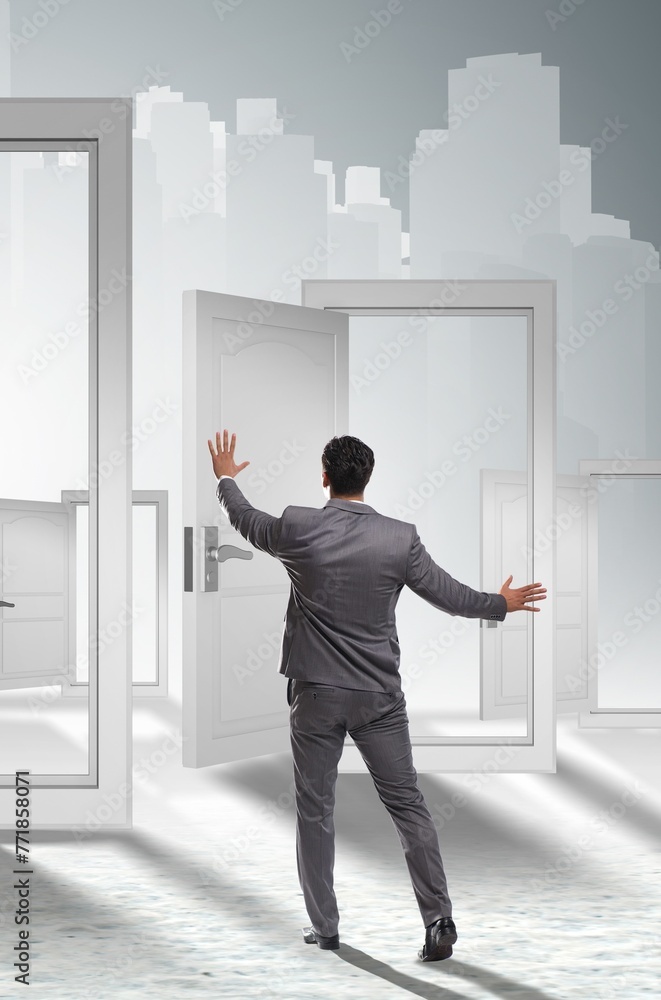 Fototapeta premium Businessman facing many business opportunities