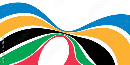 Abstract colored wavy stripes of the Olympic games, isolated on a transparent background. Olympic games banner. Vector illustration