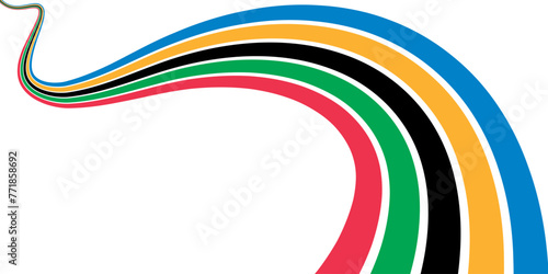 Colored winding stripes of the Olympic Games, isolated on a transparent background. Olympic games banner. Vector illustration
