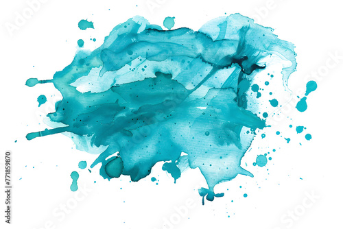 Turquoise watercolor ink splashes on white background. © Steves Artworks