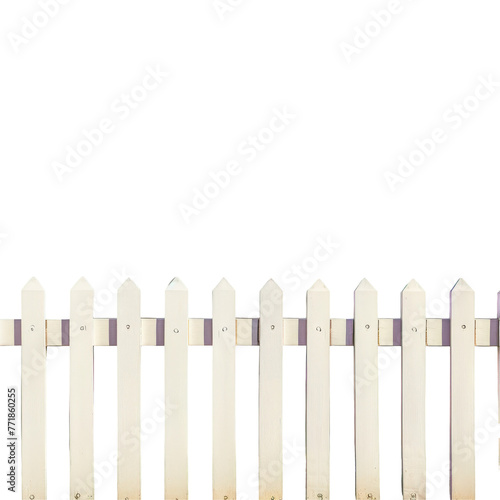 White picket fence with purple trim on transparent background