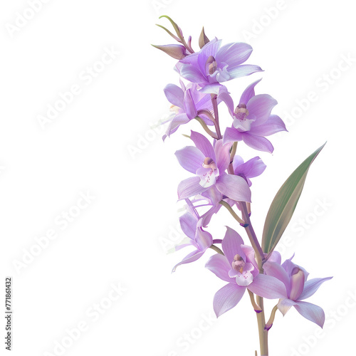 Purple orchids contrasting against a transparent background