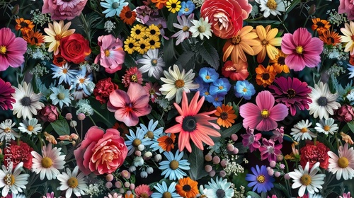 Whimsical Wildflowers seamless pattern © Khalif