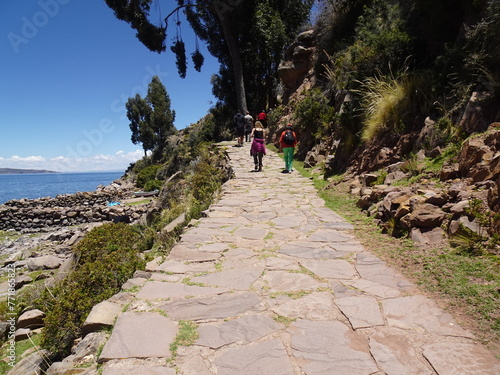 [Peru] Cobblestone uphill on Taquile Island (Puno)