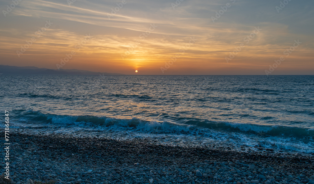 Fototapeta premium The Mediteeranean Sea offer us amazing sunsets like this over the Mountains