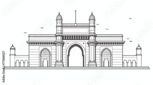 Gateway of India - Mumbai India Lineal Icon. Landma