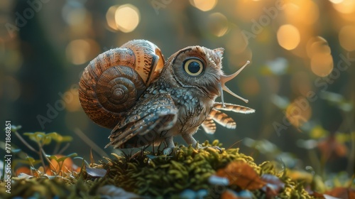 The Owl with a Snail is Shell © Thakit