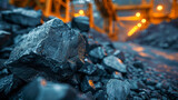 Tungsten ore against a blurred industrial backdrop, strength embodied