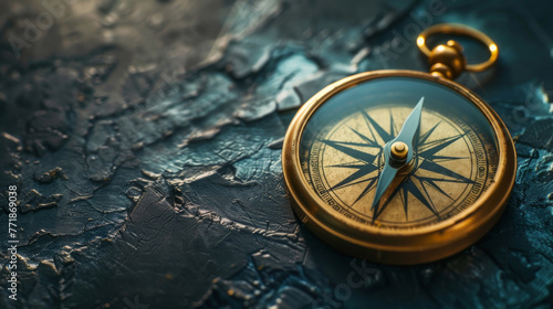 A golden compass on a clean, dark background, representing guidance and leadership in scientific exploration