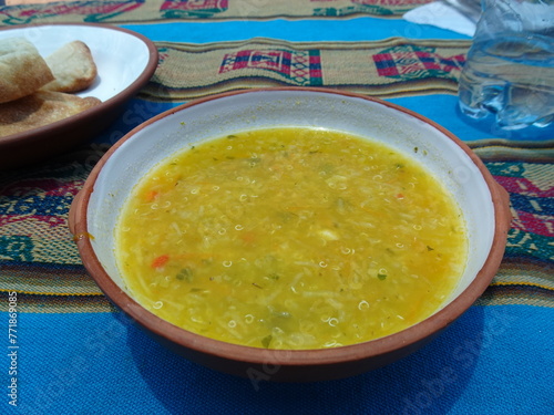 [Peru] Quinoa soup at a restaurant in Taquile Island (Puno)
