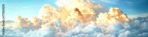 Vast Cloud Formation Bathed in Golden Sunrise Light, Symbolizing New Beginnings and Hope