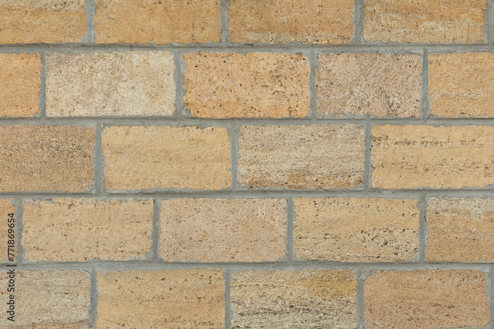 Naklejka premium Brick Nature Blocks Wall Natural Sand Shell Texture Background Limestone Masonry