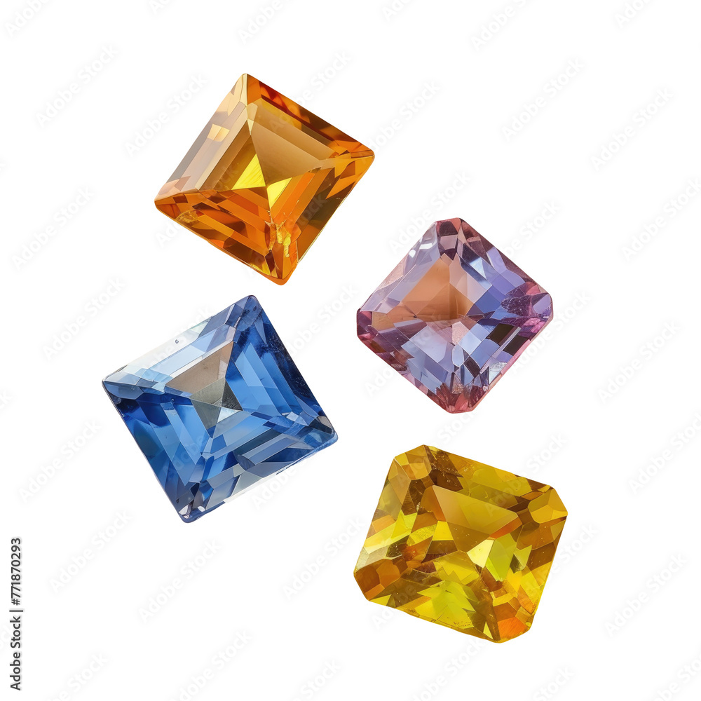 four different colored square stones on a transparent background four different colored square stones on a transparent background