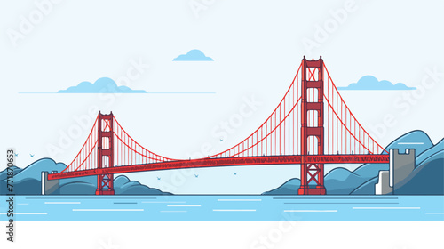 Golden Gate Bridge - San Fransisco USA Lineal Icon.