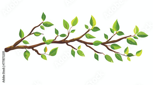 Branches with leaves isolated icon flat cartoon vac