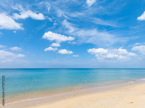 Amazing Top view sea beach landscape background Summer sea waves crashing on sandy shore seascape background Wide angle lens ocean nature background