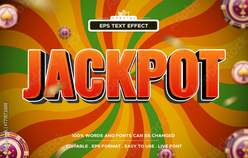 Editable Jackpot slot text effect and gambling text style	