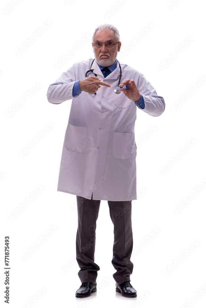 Old male doctor isolated on white Old male doctor isolated on white