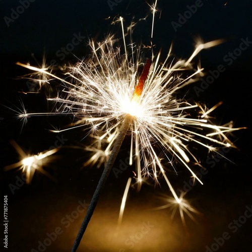 Wallpaper Mural Festive isolated golden white sparklers on black Torontodigital.ca