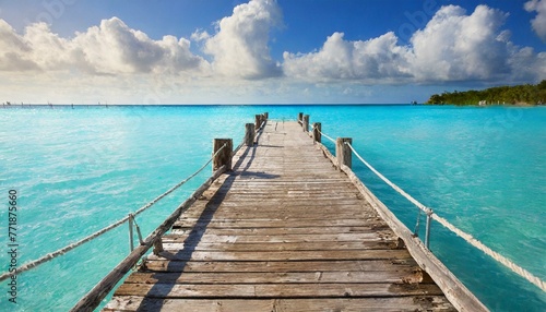Old wooden pier over tropical waters © clsdesign
