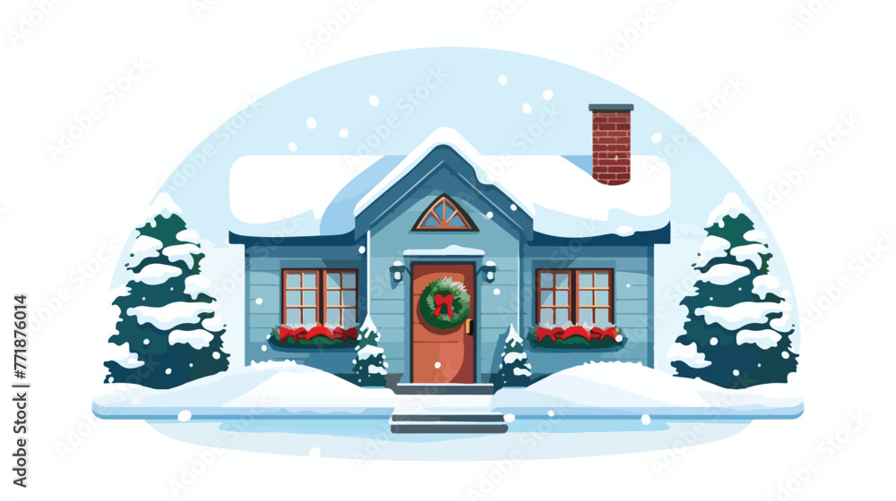 House Christmas Snow Icon Vector For Web Presentati