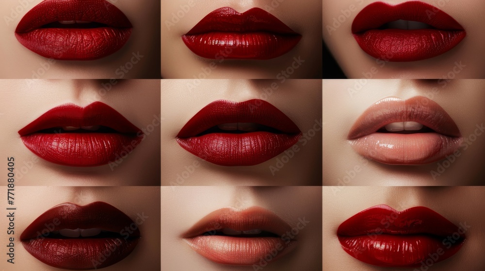 Obraz premium Close up Many Lips mouth many color. and Isolate background.