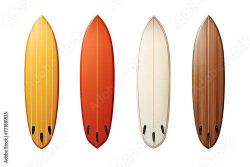 Ocean adventures: surfboards ready for action. Isolated On Transparent Background OR PNG OR White Background. © Stock