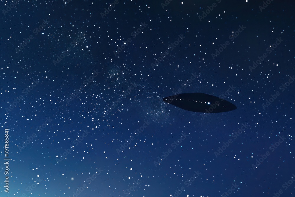Sci-fi illustration capturing the intrigue of an alien spacecraft in the night sky surrounded by celestial elements Sci-fi illustration capturing the intrigue of an alien spacecraft in the night sky surrounded by celestial elements