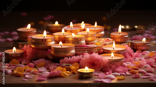 candles and flowers high definition(hd) photographic creative image 