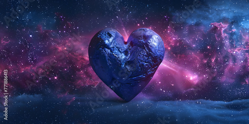 Heart in indigo cosmic sky for valentine's day.