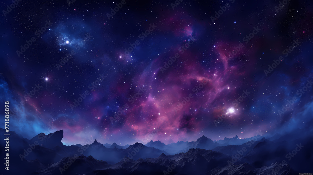 Fototapeta premium Purple blue nebula background