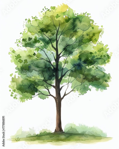 Captivating watercolor tree icon clipart  whimsy green shades  perfect for naturethemed nursery  isolated on white   clean sharp