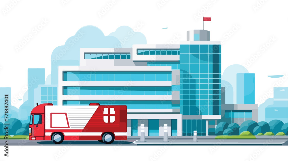 Modern building of public hospital or clinic with a