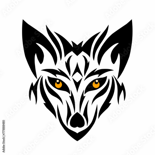 Wallpaper Mural Illustration vector graphics of Tribal art design for the face of a black fox head suitable for tattoos Torontodigital.ca