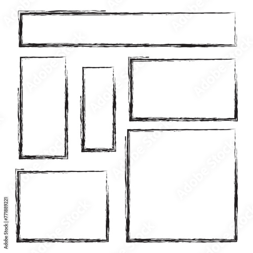 Wallpaper Mural  Sketch doodle border frame. Square line boarder. Brush strokes shape pencil drawing. Scribbles pattern. Marker thin outline. Hands draw grunge frames. Vector illustration on white background in eps10 Torontodigital.ca