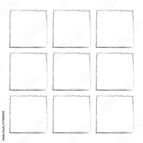 Sketch grunge frames doodle collection. Sketchy frame, hand drawn squares shapes. Black line square for photo box. Art strokes shapes neoteric vector kit in eps 10.