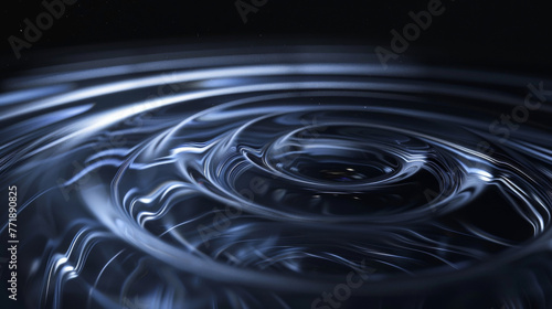 Circular sound waves in a fluid energy motion on a dark, minimalist background