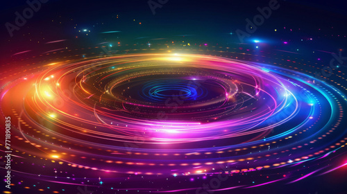 Wallpaper Mural Circular sound waves represented with a spectrum of energy light on an abstract dark base Torontodigital.ca