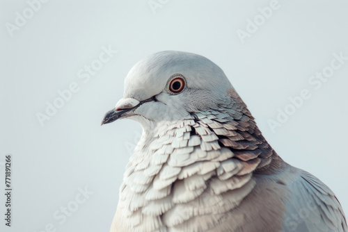 Detailed Side Profile of a Pigeon on a Soft Grey Background © kristina
