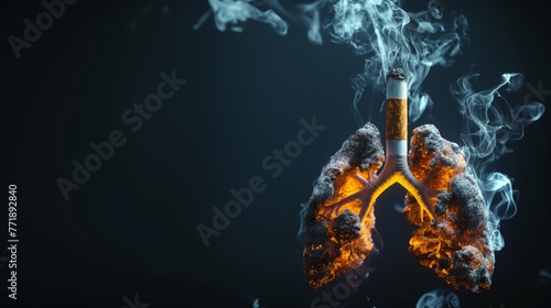Image of lungs damaged by smoking. Lungs damaged by smoking. Campaign to reduce smoking Advertise the results of smoking, prohibit smoking, with space to enter text. photo