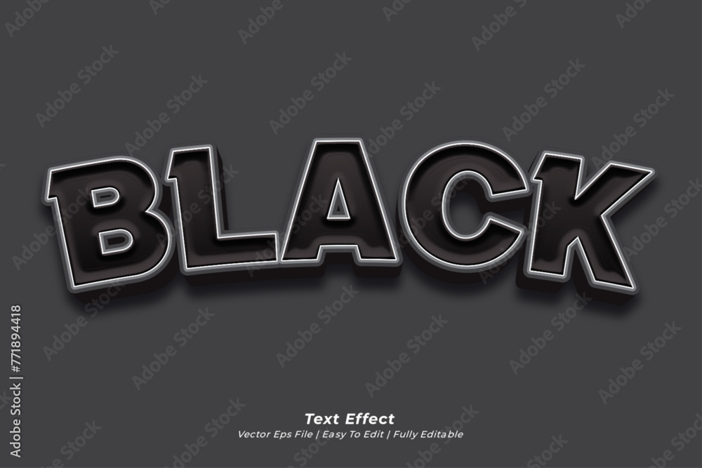Vector text black 3d editable text effect