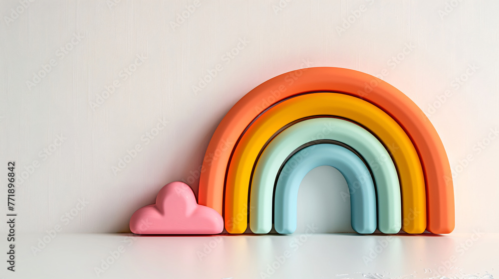 Obraz premium Rainbow 3d render icon illustration, children's day concept illustration