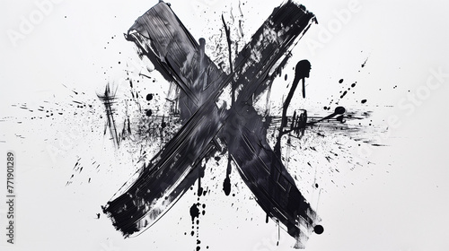 painted black X mark on white background