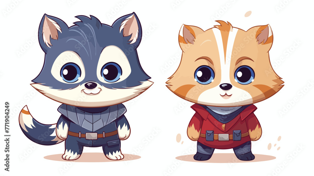 Superhero baby animals in capes and masks set. Cute