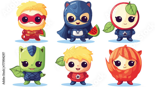 Superhero Fruits In Masks And Capes Set Of Cute Chi © Hyper