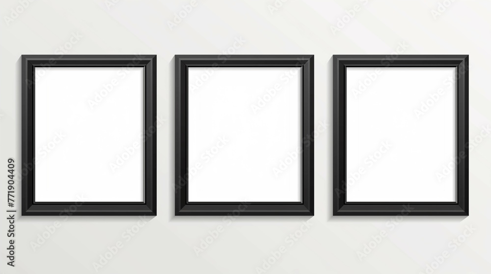 Blank frame mockup set design with black border on white background.Home decoration.Photo presentation.3d. Blank frame mockup set design with black border on white background.Home decoration.Photo presentation.3d.