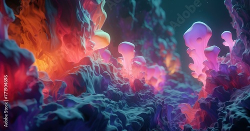 A colorful, abstract image of some type of liquid. Generative AI.